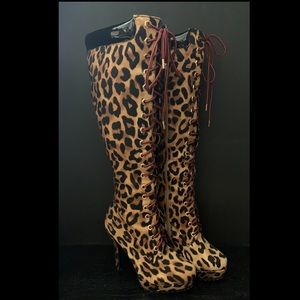 Cheetah Print Stiletto Boots
